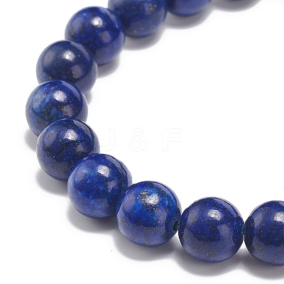 Natural Lapis Lazuli(Dyed) Beaded Stretch Bracelet BJEW-JB08879-01-1