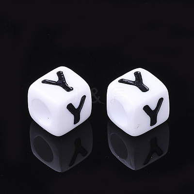Acrylic Horizontal Hole Letter Beads X-PL37C9129-Y-1