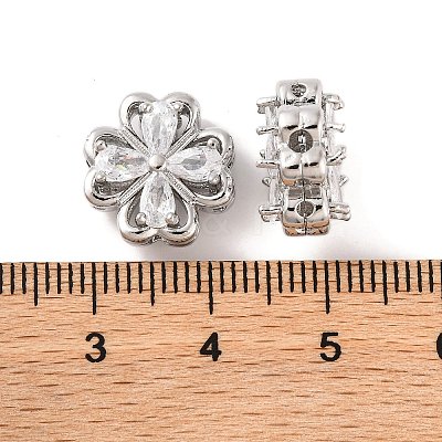 Brass Micro Pave Clear Cubic Zirconia Beads KK-S389-21P-1