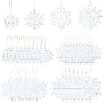 36Pcs Snowflake Plastic Pendant Decorations DIY-CP0013-33A-1