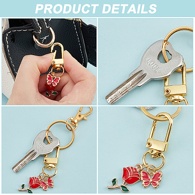 2 Sets Alloy Enamel Flower & Butterfly Pendant Decorations HJEW-WR0001-01-1