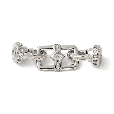 Brass Pave Clear Cubic Zirconia Fold Over Clasps KK-M320-16P-1