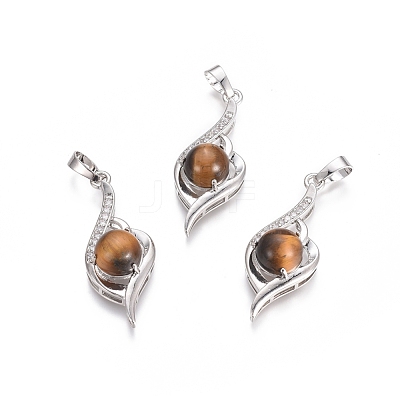 Natural Tiger Eye Pendants G-L512-G08-1