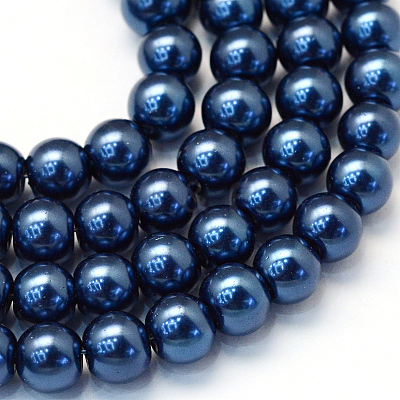 Baking Paint Pearlized Glass Pearl Round Bead Strands X-HY-Q003-10mm-15-1