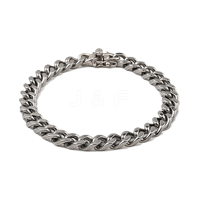 Non-Tarnish 304 Stainless Steel Cuban Link Chain Bracelet Hand Polished NJEW-D050-02E-P-1