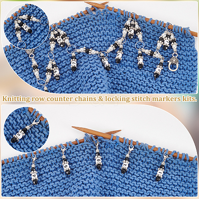Acrylic Beaded Knitting Row Counter Chains HJEW-BC00015-1