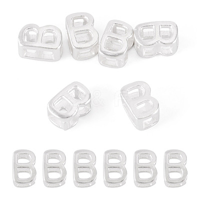 6Pcs 925 Sterling Silver Hollow Initial Beads STER-TA0001-53B-1