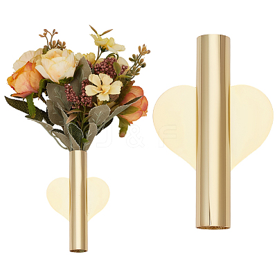 2Pcs Heart Wall Mounted Flower Tube FIND-GF0008-61G-1