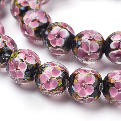 Handmade Inner Flower Lampwork Beads Strands LAMP-L072-B02-1