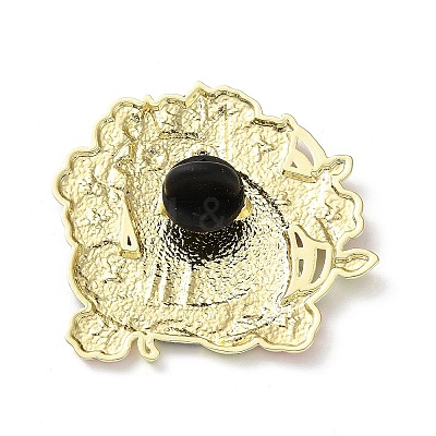 Black Cat & Flower Enamel Pins JEWB-Z048-09G-03-1
