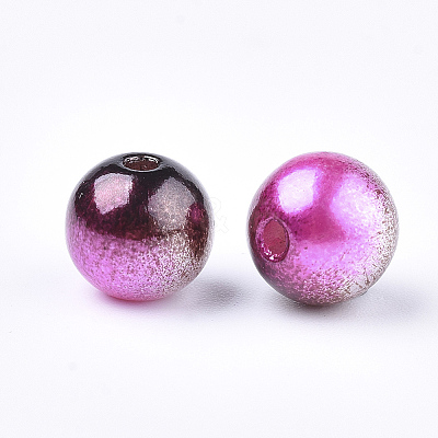 Rainbow ABS Plastic Imitation Pearl Beads X-OACR-Q174-4mm-12-1