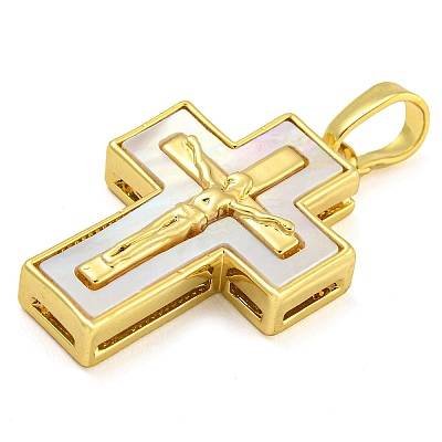 Brass Pendants with Shell KK-D534-02G-03-1