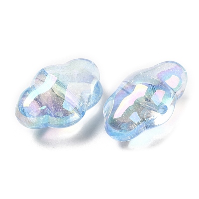 UV Plating Transparent Rainbow Iridescent Acrylic Beads OACR-C016-31B-1