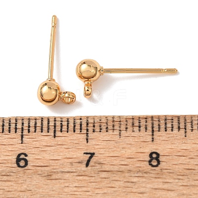 SHEGRACE Brass Round Ball Stud Earring Findings XGR0051G-39G-A-1