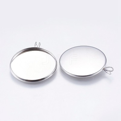 Tarnish Resistant 304 Stainless Steel Pendant Cabochon Settings X-STAS-I069-37-25MM-1