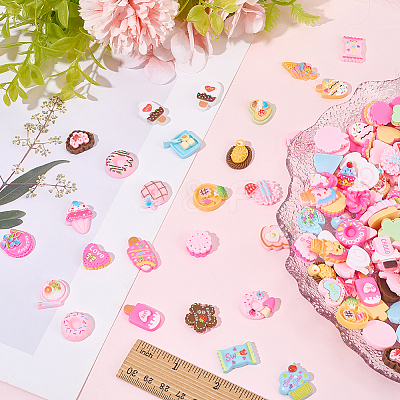 240g Cartoon Snack Opaque Resin Cabochons RESI-SC0036-51-1