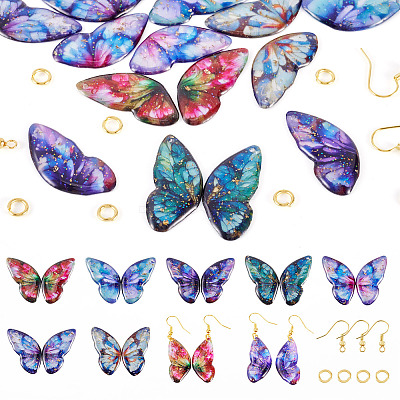 DIY Butterfly Wings Epoxy Resin Dangle Earring Making Kits DIY-TA0012-74-1