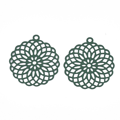430 Stainless Steel Filigree Pendants X-STAS-T042-02B-1