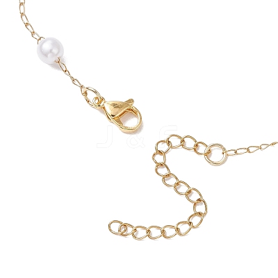 Round ABS Imitation Pearl Link Chain Necklaces NJEW-JN05144-1