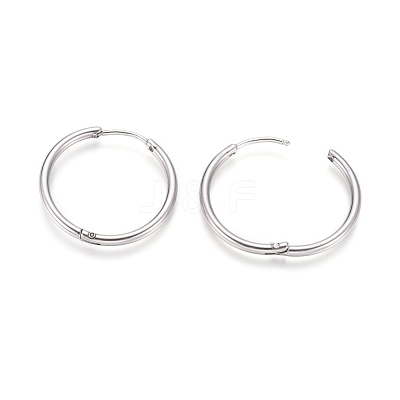 Tarnish Resistant 202 Stainless Steel Huggie Hoop Earrings X-EJEW-F111A-25mm-P-1