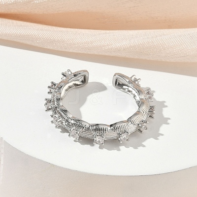 Brass Micro Pave Cubic Zirconia Cuff Open Rings RJEW-C163-12P-1