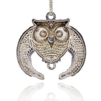 Antique Silver Plated Alloy Rhinestone Bird Pendants ALRI-J111-02AS-1