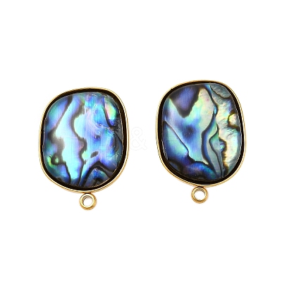 304 Stainless Steel Pave Natural Paua Shell Stud Earring Findings STAS-Z125-07G-1