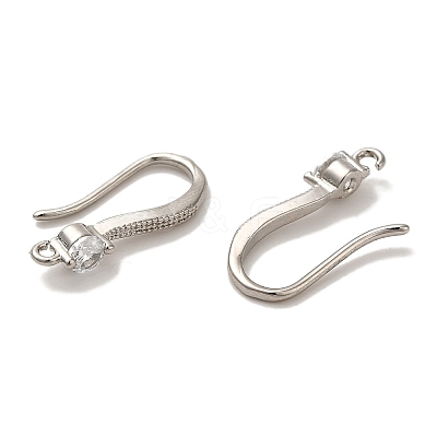 Rack Plating Brass Micro Pave Clear Cubic Zirconia Earring Hooks KK-A231-05P-1
