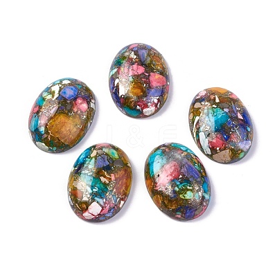 Assembled Synthetic Imperial Jasper and Turquoise Cabochons G-L502-18x25mm-13-1