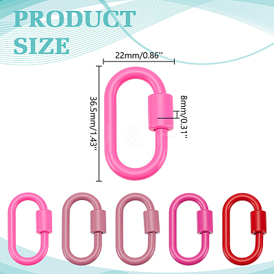5Pcs 5 Styles Baking Paint Alloy Screw Locking Carabiners FIND-DR0002-40-1