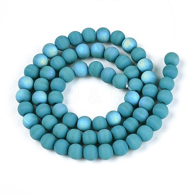 Frosted Opaque Glass Beads Strands GLAA-T032-P6mm-MBB13A-1