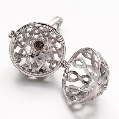 Eco-Friendly Rack Plating Brass Hollow Cage Pendants KK-P048-01P-NR-1
