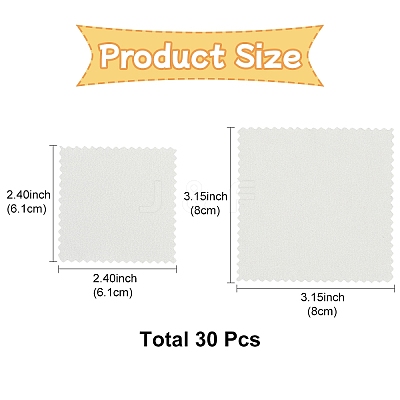 30Pcs 2 Styles Microfiber Suede Cleaning Cloths AJEW-YW0001-36-1