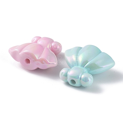 UV Plating Rainbow Iridescent Acrylic Beads OACR-A029-06-1