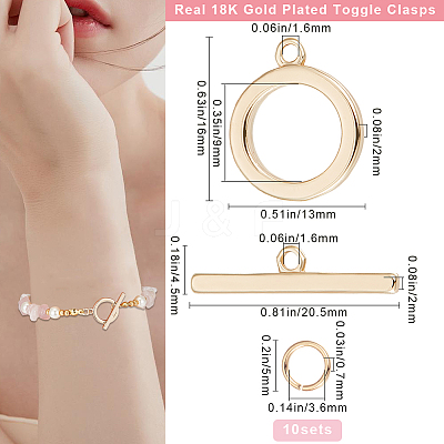 10Pcs Brass Toggle Clasps KK-BBC0013-30B-1