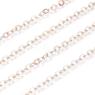 Brass Flat Oval Cable Chains X-CHC025Y-01-RG-1