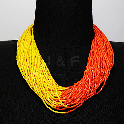 Plastic Beaded Multi-strand Necklaces ZG0249-5-1