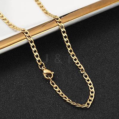201 Stainless Steel Curb Chain Necklace for Women Men NJEW-P268-A38-2X5-1