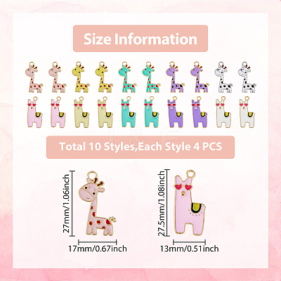 40Pcs 10 Style Alloy Enamel Pendants ENAM-FH0001-48-1