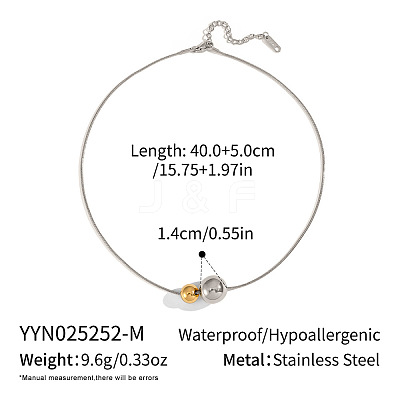 Minimalist 304 Stainless Steel Snake Chain Double Round Ball Pendant Necklaces for Women MF4676-3-1