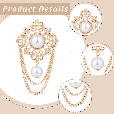 1Pc Flower ABS Plastic Imitation Pearl Brooches JEWB-CP0001-57A-1