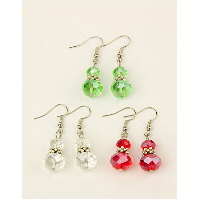 Stylish Faceted Glass Calabash Dangle Earrings EJEW-JE00428-1
