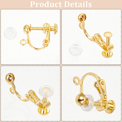 36Pcs Brass Screw On Clip-on Earring Findings KK-SP0001-18G-1