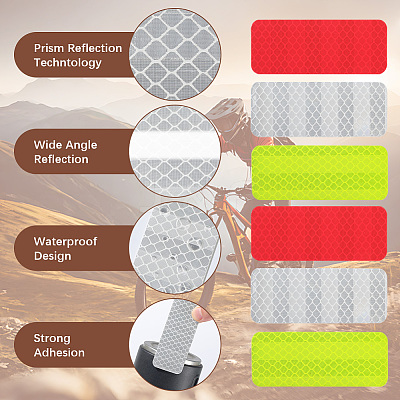 60Pcs 3 Colors PET Plastic Reflective Stickers DIY-SP0004-36-1
