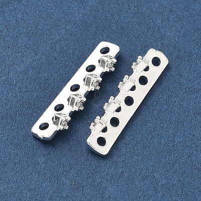 Brass Micro Pave Clear Cubic Zirconia Spacer Bars KK-Z139-11S-03-1