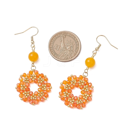 Flower Handmade Glass Seed Beads Dangle Earrings EJEW-MZ00679-01-1