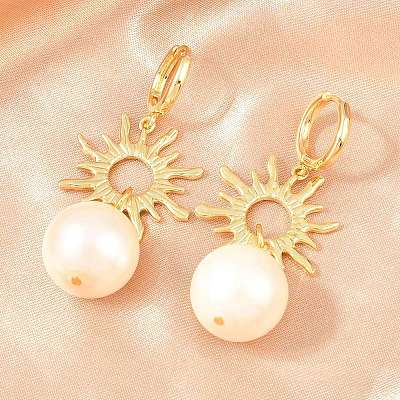 Sun Brass Hoop Earrings EJEW-Z164-13G-1