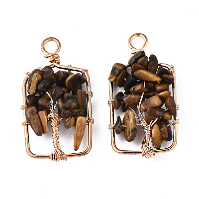 Natural Tiger Eye Pendants G-T131-93B-07-1