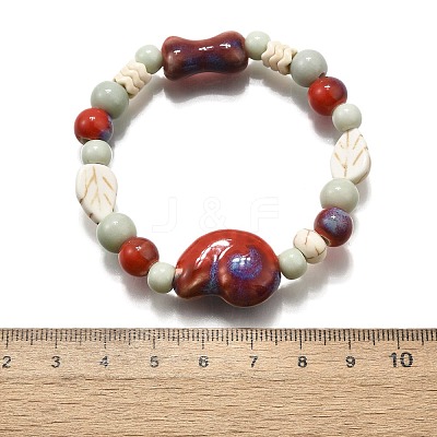 Handmade Porcelain Beads & Synthetic Howlite Beads Stretch Bracelets for Women BJEW-D307-01A-1