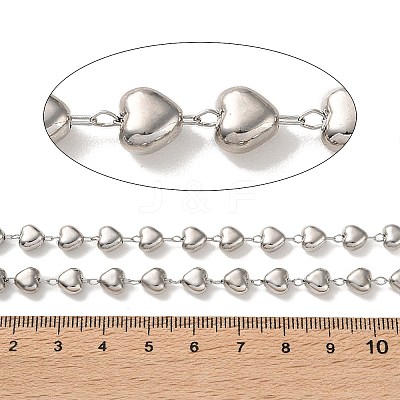 Brass Heart Link Chains KK-P351-01P-1